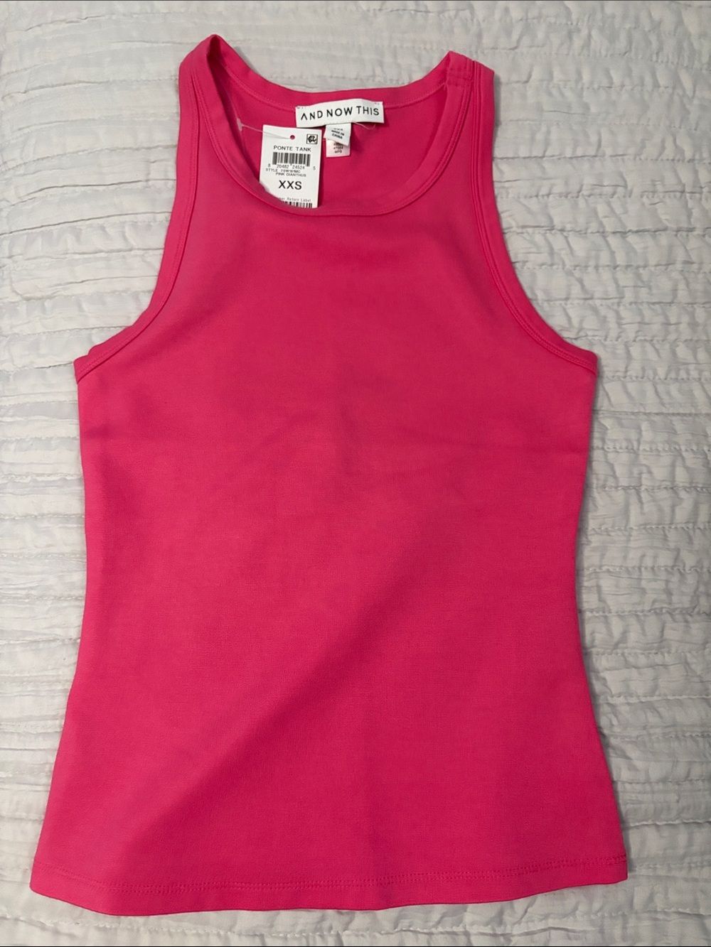 And Now This Women's Bright Pink Ribbed Tank Top